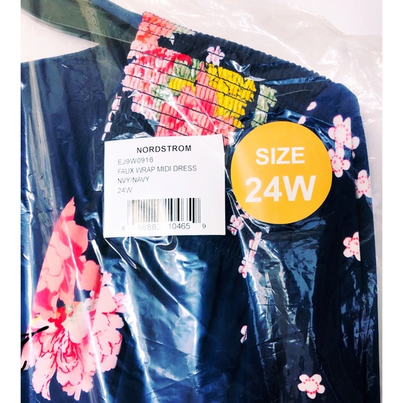 SOLD Eliza J Blue Floral Faux Wrap Dress Plus Sz 24W - Picture 8 of 12